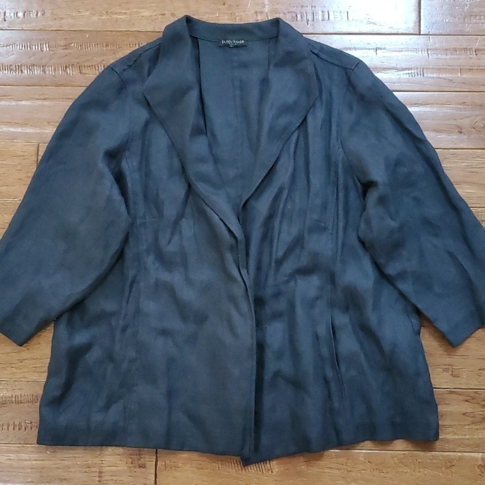 Eileen Fisher Linen blend flowy blazer cardigan